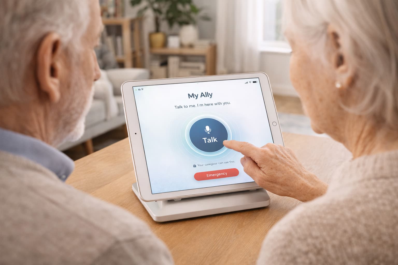 iPad kiosk setup for home-based visual care guidance
